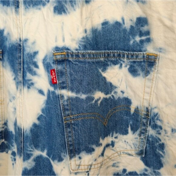 Levi's Tie Dye Denim Overall Shorts Size Large - Picture 5 of 8